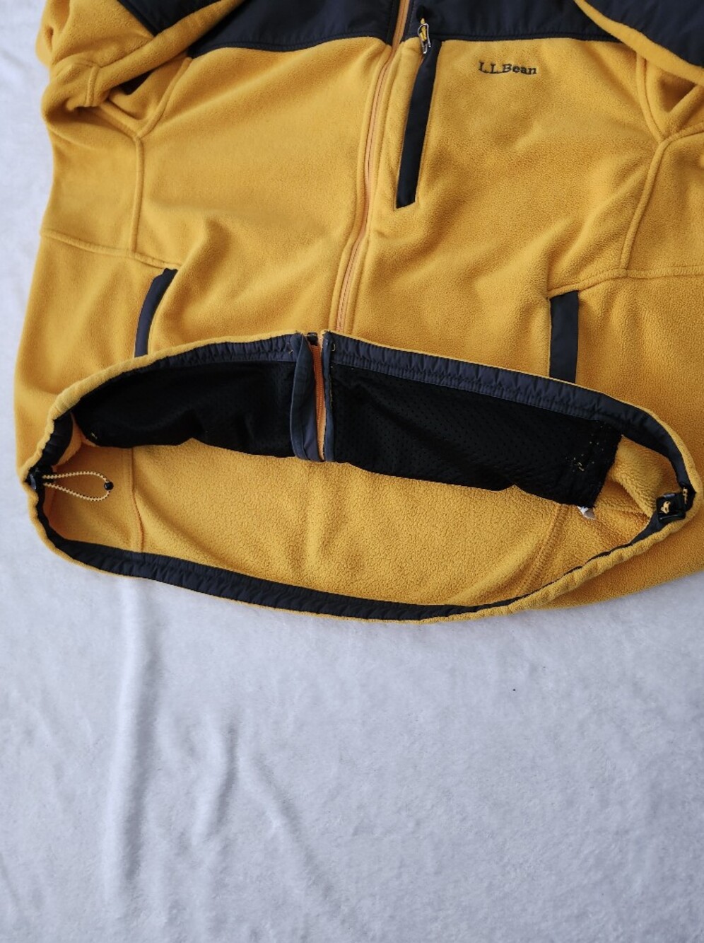 L.L. BEAN Men's Size XL Colorblock Polartec Fleece Sweater Jacket Grey Yellow - Picture 8 of 14